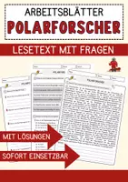 Vorschau - Arbeitsblätter - Polarforscher Beruf Arbeitsblätter mit Fragen + Lösungen Deutsch DaZ AB - Deckblatt