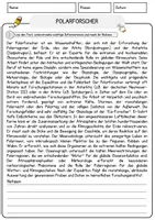 Vorschau - Arbeitsblätter - Polarforscher Beruf Arbeitsblätter mit Fragen + Lösungen Deutsch DaZ AB - Seite 1