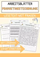 Vorschau - Arbeitsblätter - Produktionstechnologe Beruf Arbeitsblätter mit Fragen + Lösungen Deutsch DaZ AB - Deckblatt