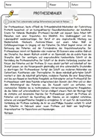 Vorschau - Arbeitsblätter - Prothesenbauer Beruf Arbeitsblätter mit Fragen + Lösungen Deutsch DaZ AB - Seite 1