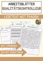 Vorschau - Arbeitsblätter - Qualitätskontrolleur Beruf Arbeitsblätter mit Fragen + Lösungen Deutsch DaZ AB - Deckblatt