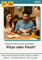 Vorschau - Arbeitsblätter - Hörverstehen A1: Pizza oder Fisch? – inkl. Skript, MP3 & Hörprobe - Deckblatt