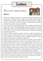 Vista previa - Hojas de trabajo - Comprensión lectora – librero + soluciones (con reserva didáctica) - página 1