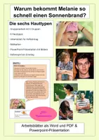 Vorschau - Stationenlernen - Hauttypen Gruppenarbeit - Warum bekommt Melanie so schnell einen Sonnenbrand? - Deckblatt