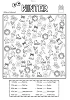 Vorschau - Mal- und Bastelvorlagen - Winter Suchbilder: Zählen, Ausmalen, Lesen (Ab Klasse 1/DaZ) - Seite 3