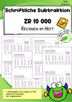 Vorschau - Arbeitsblätter - Schriftliche Subtraktion - ZR 10000 - Aufgaben fürs Heft - Deckblatt