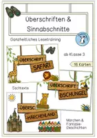 Vorschau - Stationenlernen - Kartei Überschrift & Sinnabschnitte - Lesetraining - Deckblatt