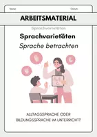 Vorschau - Arbeitsblätter - Deutsch: Alltagssprache vs. Bildungssprache – Argumentation, Analyse & eigene Stellungnahme (inkl. Erwartungshorizont) - Deckblatt