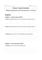 Vorschau - Arbeitsblätter - Deutsch: Alltagssprache vs. Bildungssprache – Argumentation, Analyse & eigene Stellungnahme (inkl. Erwartungshorizont) - Seite 1