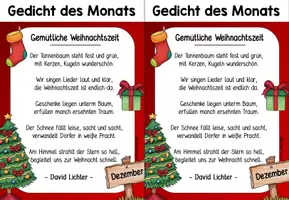 Vorschau - Arbeitsblätter - Gedicht des Monats Materialpaket 24 Stück - 2 pro Monat - Seite 1