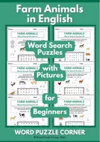 Vorschau - Spiele - Farm Animals in English: Word Search Puzzles for Beginners - Deckblatt