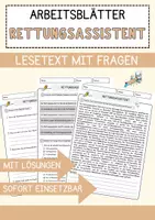 Vorschau - Arbeitsblätter - Rettungsassistent Beruf Arbeitsblätter mit Fragen + Lösungen Deutsch DaZ AB - Deckblatt