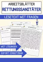 Vorschau - Arbeitsblätter - Rettungssanitäter Beruf Arbeitsblätter mit Fragen + Lösungen Deutsch DaZ AB - Deckblatt