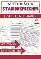 Vorschau - Arbeitsblätter - Stadionsprecher Beruf Arbeitsblätter mit Fragen + Lösungen Deutsch DaZ AB - Deckblatt