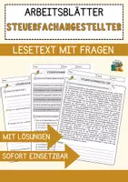 Vorschau - Arbeitsblätter - Steuerfachangestellter Beruf Arbeitsblätter mit Fragen + Lösungen Deutsch DaZ AB - Deckblatt