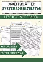 Vorschau - Arbeitsblätter - Systemadministrator Beruf Arbeitsblätter mit Fragen + Lösungen Deutsch DaZ AB - Deckblatt