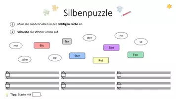 Vorschau - Arbeitsblätter - Silbenpuzzle mit dreifacher Differenzierung - Seite 2