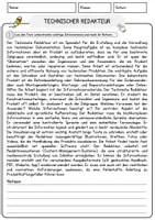Vorschau - Arbeitsblätter - Technischer Redakteur Beruf Arbeitsblätter mit Fragen + Lösungen Deutsch DaZ AB - Seite 1