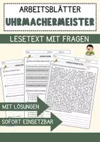 Vorschau - Arbeitsblätter - Uhrmachermeister Beruf Arbeitsblätter mit Fragen + Lösungen Deutsch DaZ AB - Deckblatt