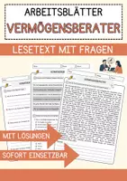 Vorschau - Arbeitsblätter - Vermögensberater Beruf Arbeitsblätter mit Fragen + Lösungen Deutsch DaZ AB - Deckblatt