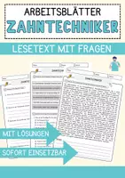 Vorschau - Arbeitsblätter - Zahntechniker Beruf Arbeitsblätter mit Fragen + Lösungen Deutsch DaZ AB - Deckblatt