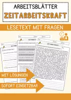Vorschau - Arbeitsblätter - Zeitarbeitskraft Beruf Arbeitsblätter mit Fragen + Lösungen Deutsch DaZ AB - Deckblatt