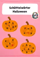 Vorschau - Fördermaterial/Inklusion - Schüttelwörter Halloween - Substantive, Verben, Adjektive - Deckblatt
