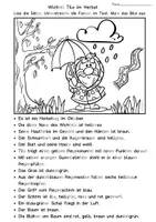 Vorschau - Arbeitsblätter - Lesen, verstehen und malen Herbst Deutsch Leseaufgabe Klasse 2, 3, 4, 5 DaZ, DaF - Seite 3