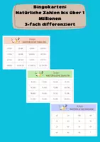 Vorschau - Arbeitsblätter - Bingo-Spiel: natürliche Zahlen bis über 1 Million – 3-fach differenziert - Deckblatt