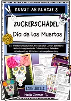 Vorschau - Unterrichtsreihen - Dia de los Muertos - Zuckerschädel basteln - Kunstidee mit Präsentation - Deckblatt