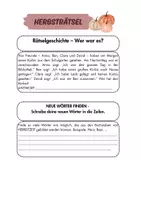Vorschau - Spiele - Herbst Rätsel Klasse 6-7 - Vertretungsmaterial - Deckblatt