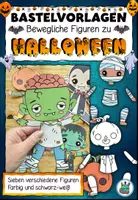 Vorschau - Mal- und Bastelvorlagen - Bewegliche Figuren zu Halloween -Bastelvorlage #huhuhalloween - Deckblatt