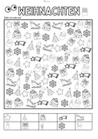 Vorschau - Mal- und Bastelvorlagen - Weihnachten Suchbilder: Zählen, Ausmalen, Lesen (Ab Klasse 1/DaZ) - Seite 1