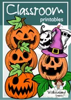 Vorschau - Mal- und Bastelvorlagen - Halloween Kürbisturm Fensterbild: Bastelvorlage für den Kunstunterricht Klasse 1-4 (Herbst basteln / Ausmalbild / Deko-Kürbis) - Deckblatt
