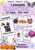 Vorschau - Stationenlernen - Halloween Lesespiel – Ich habe, wer hat? Klasse 2, Klasse 3, DaZ - Deckblatt