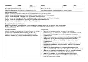 Vorschau - Stundenentwürfe - Zahldarstellung mit Dienes-Material - Stundenentwurf mit Kompetenzen - Seite 1