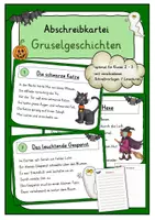 Vorschau - Stationenlernen - Abschreibkartei Gruselgeschichten / Halloween Klasse 2-3 - Deckblatt
