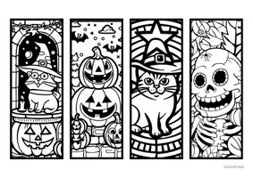 Vorschau - Mal- und Bastelvorlagen - Lesezeichen - Halloweenmotive (zum Ausmalen) - Seite 1