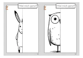 Vorschau - Stationenlernen - Mal mich ganz! – Übungskartei zur Symmetrie mit Tieren - Seite 3