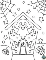 Vorschau - Mal- und Bastelvorlagen - Regenbogen Halloween Haus - Seite 3