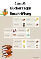 Vorschau - Arbeitsblätter - Leseecke: Bücher Beschriftung (Schilder) - Deckblatt