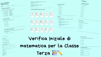 anteprima - Esercizi - Verifica Iniziale di matematica per la Classe Terza 📚✏️ - Pagina di copertina