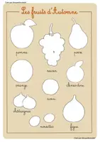 Aperçu - Feuilles d'exercices - Fiches les fruits ET les légumes d'automne Monpetitcoindief - Page 1