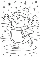 Vorschau - Mal- und Bastelvorlagen - Winter Pinguin Ausmalbilder - kostenlos - Seite 3