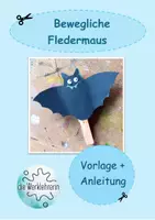 Vorschau - Mal- und Bastelvorlagen - Bewegliche Fledermaus mit Holzklammer (Hebel) - Halloween - Deckblatt