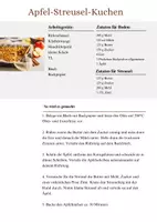Vorschau - Arbeitsblätter - Blechkuchen: Apfel-Streusel (einfach) - Deckblatt