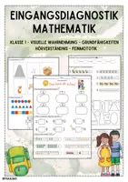 Vorschau - Arbeitsblätter - Eingangsdiagnostik Mathematik Klasse 1 - Deckblatt