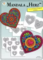 Vorschau - Mal- und Bastelvorlagen - MANDALAS "HERZEN" zum Ausmalen in 2 Designs & 3 Größen (Valentinstag, Frieden, Liebe) - Deckblatt