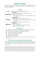 Aperçu - Feuilles d'exercices - How to Write an Article: Infosheet, Useful Phrases, Sample Text - Page 1
