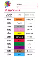 Vorschau - Arbeitsblätter - Chinesisch - Thema: Farben lernen - Malen nach Zahlen - Spiele - Ausmalen - Zuordnen - Seite 1